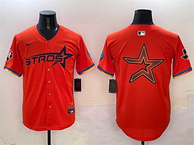 Men's Houston Astros Team Big Logo Orange 2025 City Connect With Texas Patch Limited Stitched Jersey,We sell and wholesale Men's Houston Astros Team Big Logo Orange 2025 City Connect With Texas Patch Limited Stitched Jersey on line form chian!